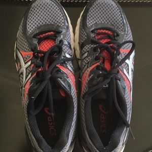 Asics Red and Gray Gel Running Shoes